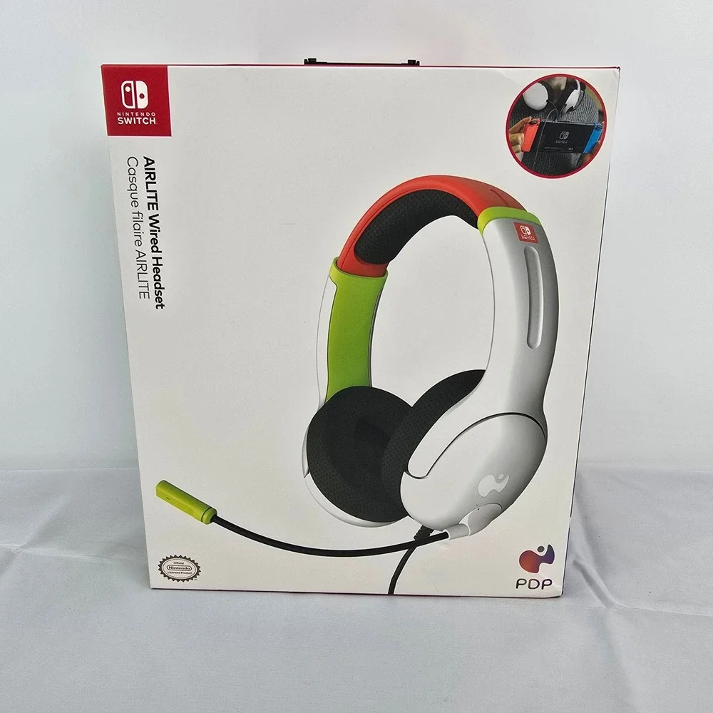 PDP AIRLITE Wired Headset Nintendo Switch White Red Green 500-162-MKRS New